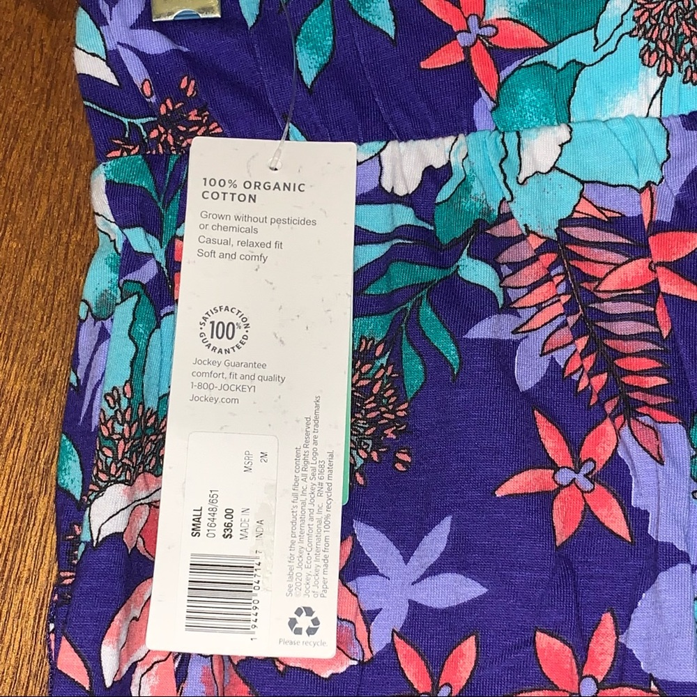 Women’s S JOCKEY Organic Cotton Purple HAWAIIAN TROPICAL Sleep Lounge Ensemble - Picture 8 of 16